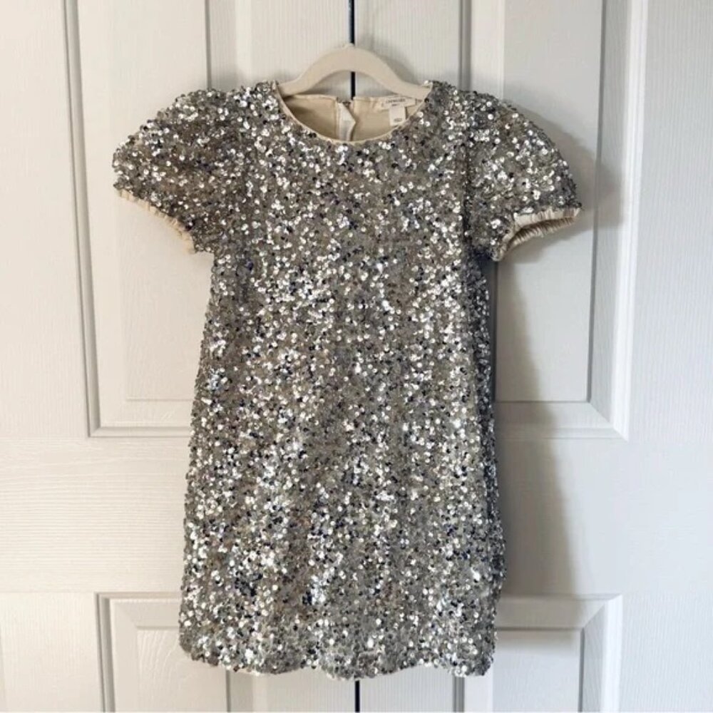 J. Crew Crewcuts Girls' Short-Sleeve Sequin Shift Dress Size 5
